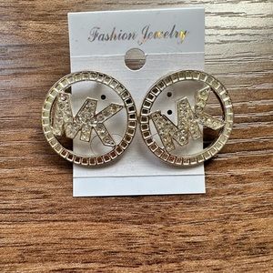 Fashion Jewelry MK Silver Button Earrings